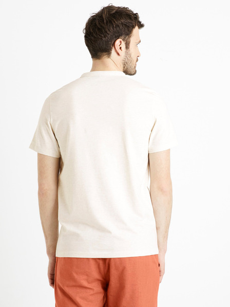 Celio Krémové pánské basic tričko Celio Cegeti