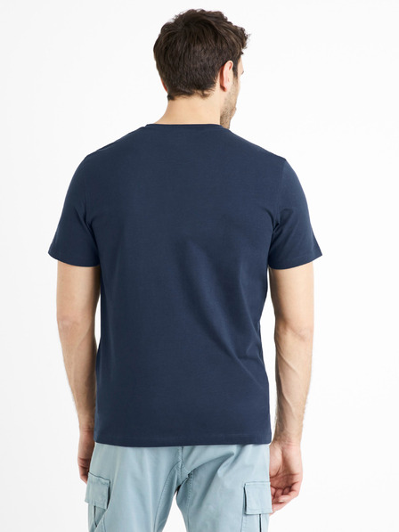 Celio Tmavě modré pánské basic tričko Celio Debasev