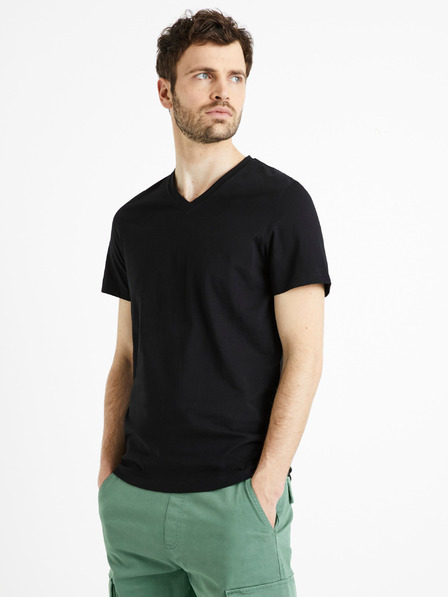 Celio Černé pánské basic tričko Celio Debasev