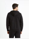 Celio Černá pánská basic mikina s kapucí Celio Fethree