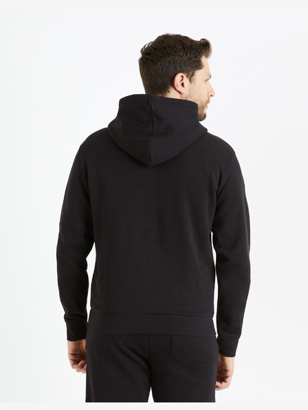 Celio Černá pánská mikina s kapucí Celio Fesix
