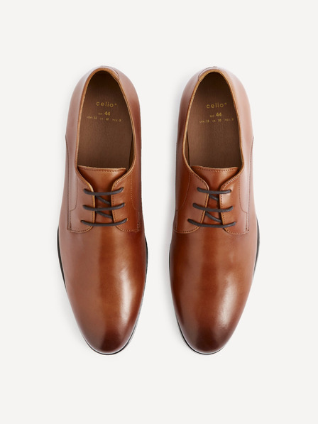 Celio Hnědé pánské kožené polobotky Celio Rytaly