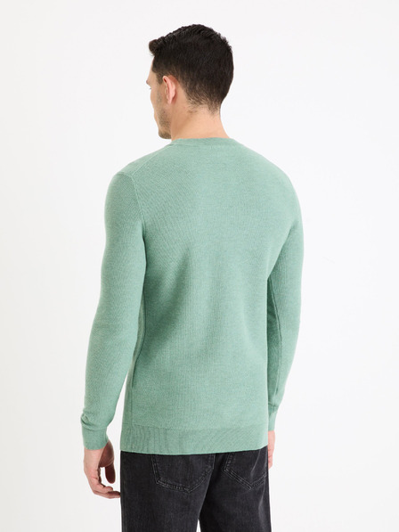 Celio Zelený pánský basic svetr Celio Bepic
