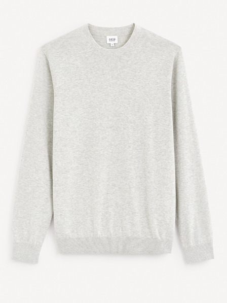 Celio Světle šedý pánský basic svetr Celio Decoton