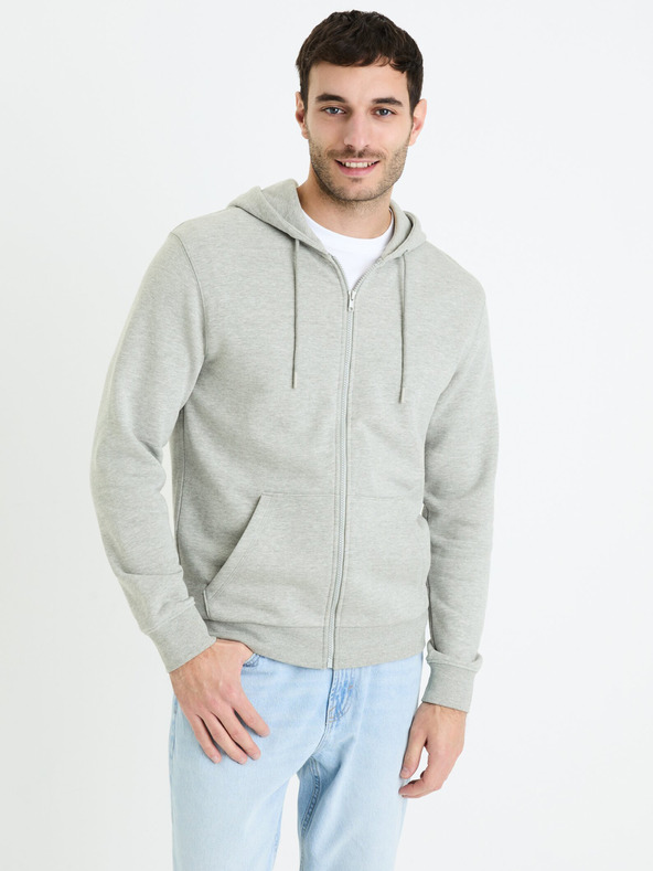 Celio Světle šedá pánská basic mikina Celio Fethree