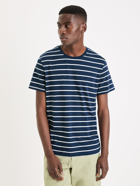 Celio Tmavě modré pánské basic tričko Celio Gebaser