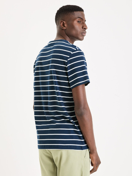 Celio Tmavě modré pánské basic tričko Celio Gebaser