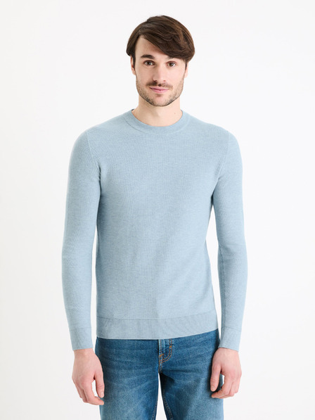 Celio Světle modrý pánský basic svetr Celio Bepic