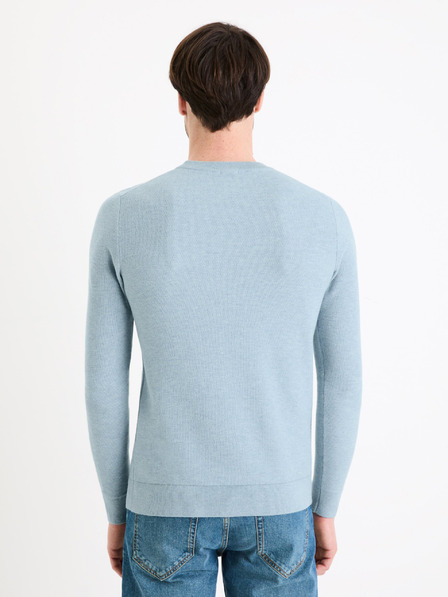 Celio Světle modrý pánský basic svetr Celio Bepic