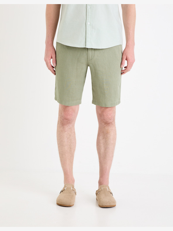 Celio Zelené pánské lněné kraťasy Celio Dolinusbm