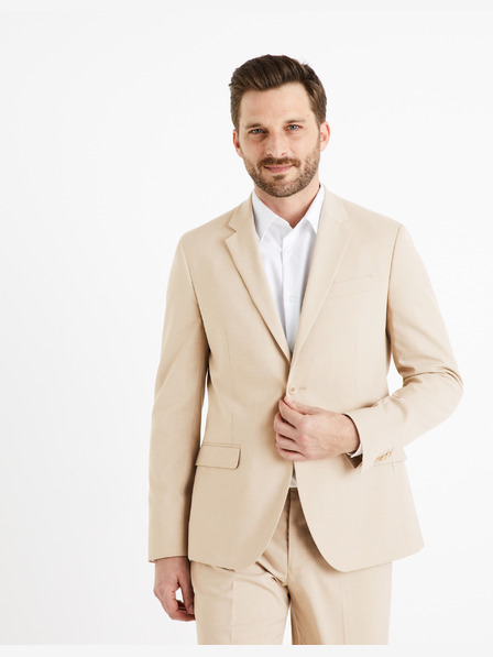 Celio Béžové pánské sako slim Celio Buamaury