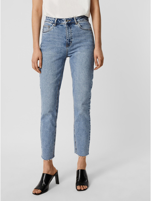 Vero Moda Modré zkrácené straight fit džíny VERO MODA Brenda