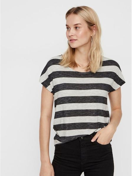 Vero Moda Krémovo-černé pruhované tričko VERO MODA Wide