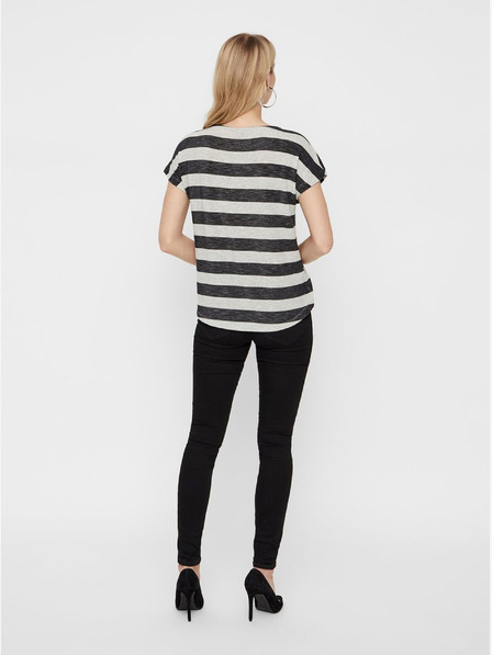 Vero Moda Krémovo-černé pruhované tričko VERO MODA Wide