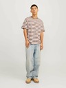 Jack & Jones Bílo-hnědé pánské pruhované tričko Jack & Jones