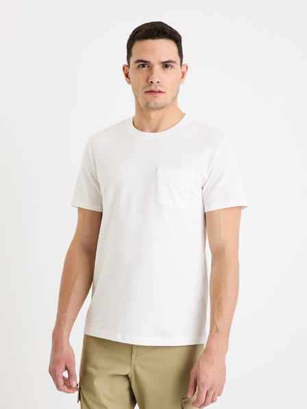 Celio Bílé pánské basic tričko Celio Gepik