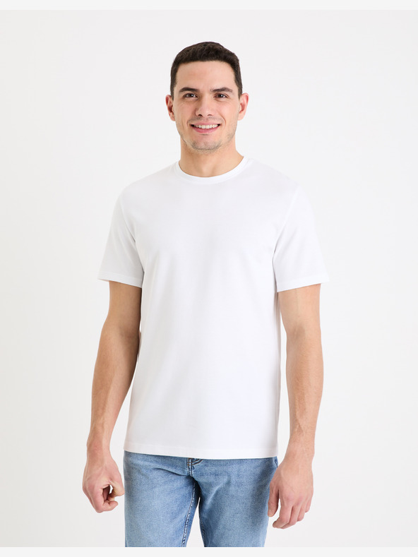 Celio Bílé pánské tričko Celio Geteboude