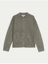 Marks & Spencer Pletený kardigan ve stylu bomber s texturou a kulatým výstřihem Marks & Spencer hnědá