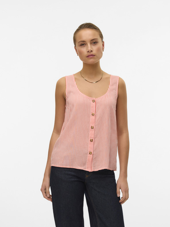 Vero Moda Bílo-oranžová dámská pruhovaná halenka Vero Moda