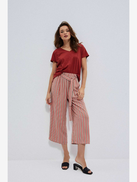 Moodo Růžové dámské pruhované culottes Moodo