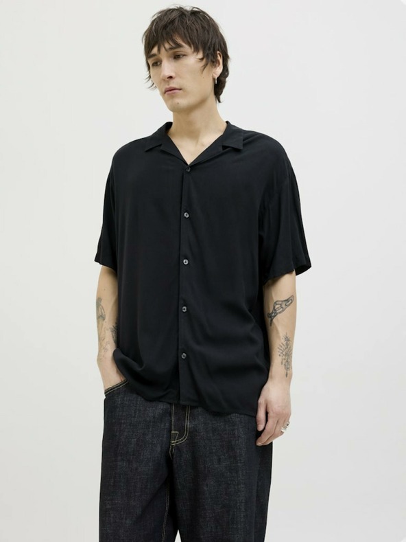 Jack & Jones Černá pánská košile s krátkým rukávem Jack & Jones