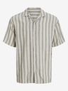Jack & Jones Béžová pánská pruhovaná košile s krátkým rukávem Jack & Jones