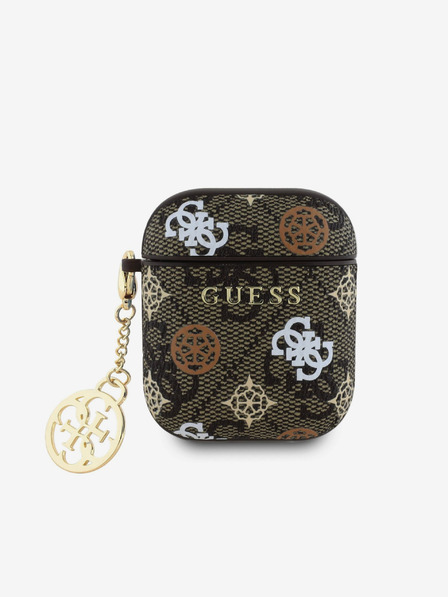 Guess Guess PU 4G Peony Charm Pouzdro pro AirPods 1/2 Brown