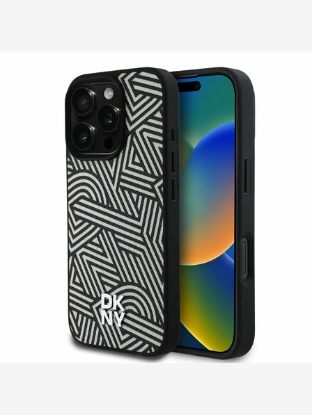 DKNY DKNY PU Leather Crosswalk Pattern Magsafe Zadní Kryt pro iPhone 16 Pro Max Ivory
