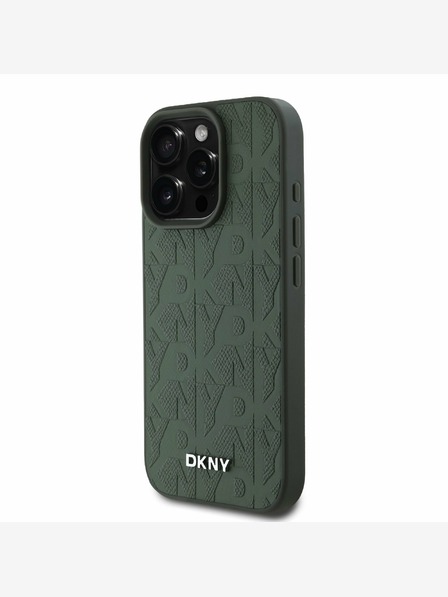 DKNY DKNY PU Leather Grid Pattern Magsafe Zadní Kryt pro iPhone 16 Pro Green