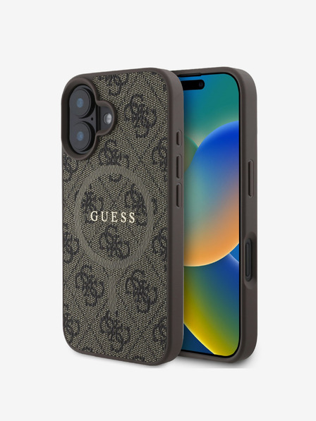 Guess Guess PU Leather 4G Colored Ring MagSafe Zadní Kryt pro iPhone 16 Brown