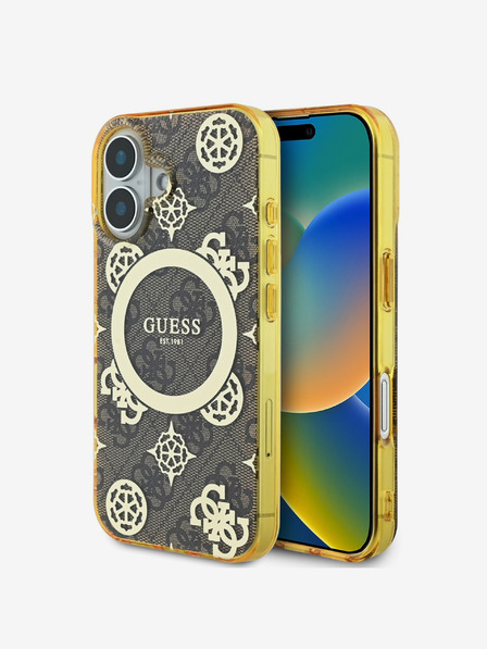 Guess Guess IML 4G Peony MagSafe Zadní Kryt pro iPhone 16 Brown