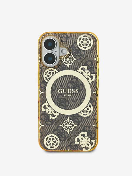 Guess Guess IML 4G Peony MagSafe Zadní Kryt pro iPhone 16 Brown