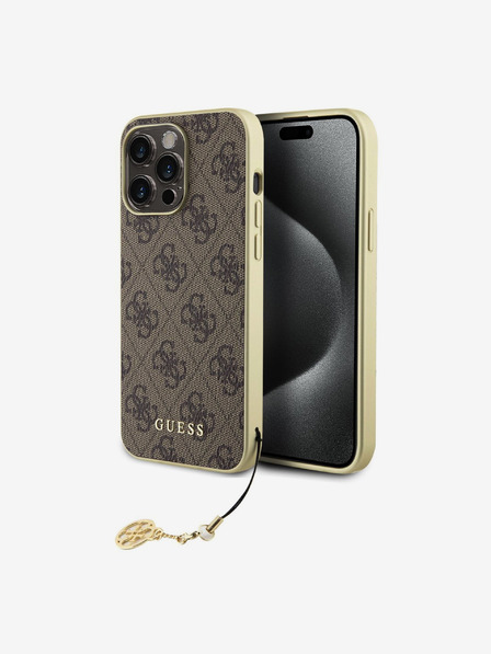 Guess Guess 4G Charm Zadní Kryt pro iPhone 15 Pro Max Brown