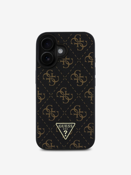 Guess Guess PU Leather 4G Triangle Metal Logo Zadní Kryt pro iPhone 16 Black