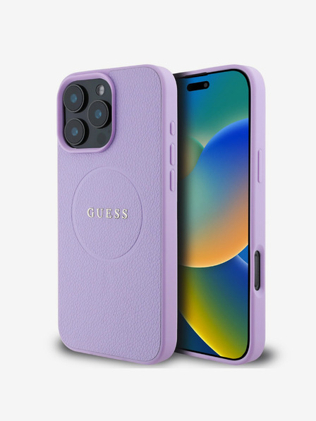 Guess Guess PU Grained Classic Logo MagSafe Zadní Kryt pro iPhone 16 Pro Purple