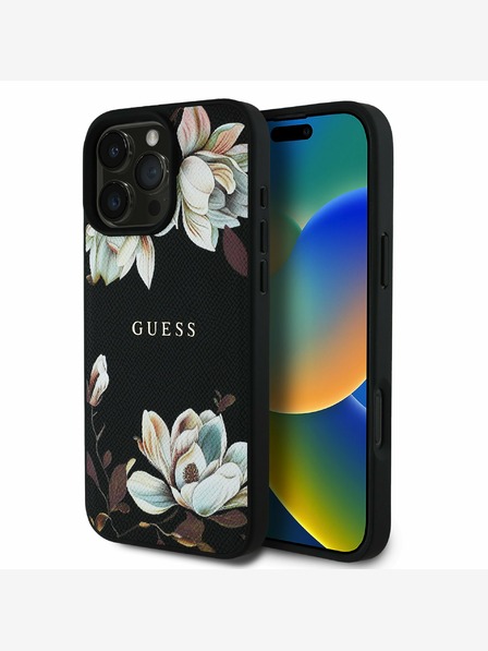 Guess Guess PU Grained Magnolia MagSafe Zadní Kryt pro iPhone 16 Pro Black