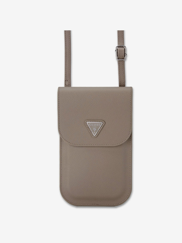 Guess Guess PU Grained Triangle Logo Taška na Telefon Brown