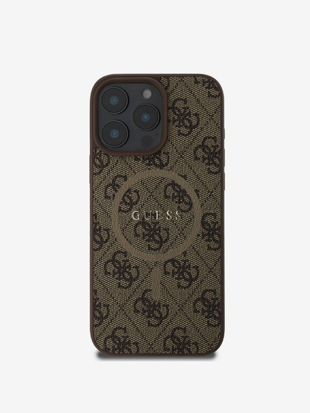 Guess Guess PU Leather 4G Colored Ring MagSafe Zadní Kryt pro iPhone 16 Pro Max Brown