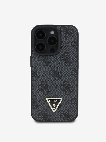 Guess Guess PU 4G Strass Triangle Metal Logo Zadní Kryt + Crossbody Popruh pro iPhone 16 Pro Black