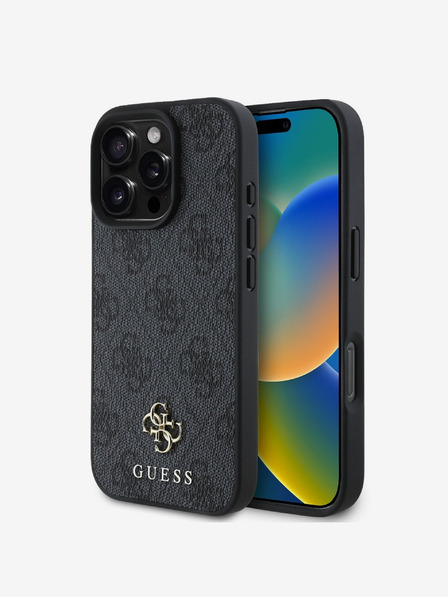 Guess Guess PU 4G Small Metal Logo MagSafe Zadní Kryt pro iPhone 16 Pro Max Grey