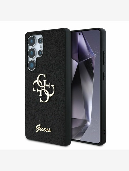 Guess Guess PU Fixed Glitter 4G Metal Logo Zadní Kryt pro Samsung Galaxy S25 Ultra Black