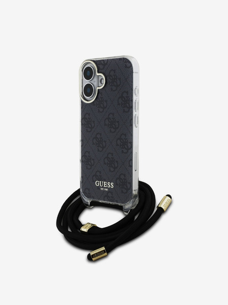 Guess Guess IML 4G Printed Crossbody Popruh Zadní Kryt pro iPhone 16 Black