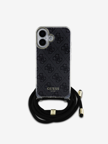 Guess Guess IML 4G Printed Crossbody Popruh Zadní Kryt pro iPhone 16 Black