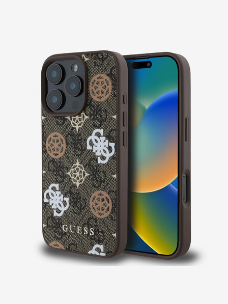 Guess Guess PU 4G Peony MagSafe Zadní Kryt pro iPhone 16 Pro Max Brown