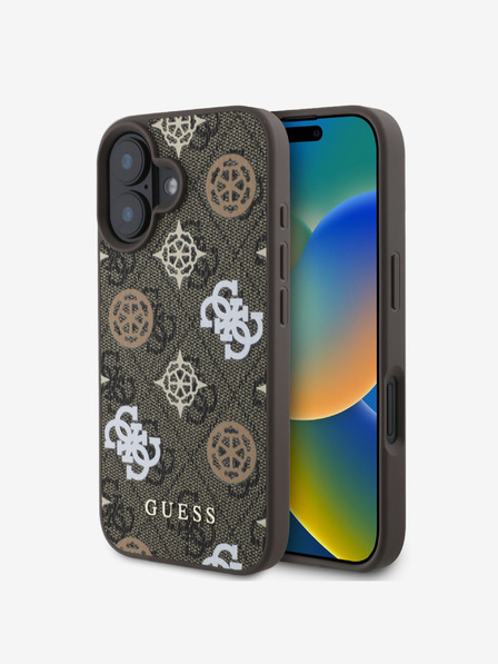 Guess Guess PU 4G Peony MagSafe Zadní Kryt pro iPhone 16 Brown