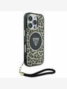 Guess Guess IML Leopard Triangle Logo Strap MagSafe Zadní Kryt pro iPhone 16 Pro Max Brown