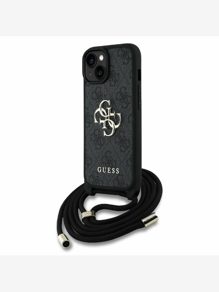 Guess Guess PU 4G Metal Logo Crossbody Popruh Zadní Kryt pro iPhone 15 Black