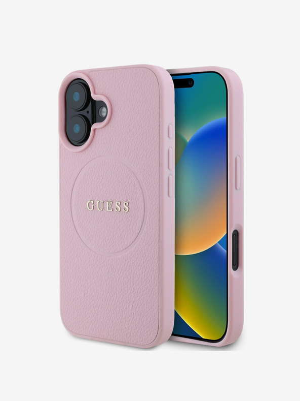 Guess Guess PU Grained Classic Logo MagSafe Zadní Kryt pro iPhone 16 Pink