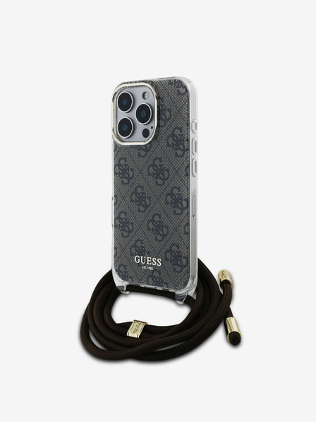 Guess Guess IML 4G Printed Crossbody Popruh Zadní Kryt pro iPhone 16 Pro Brown