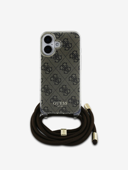 Guess Guess IML 4G Printed Crossbody Popruh Zadní Kryt pro iPhone 16 Brown